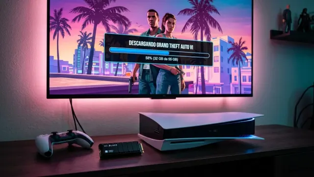 Pantalla de almacenamiento de una PS5 preparando el espacio para la precarga de GTA 6